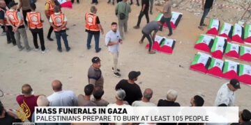 Gaza holds mass burial for more than 100 Palestinians recovered from rubble